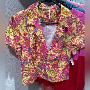 Free people flower button up